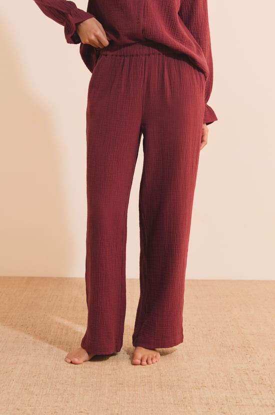 Pantalon de pyjama &agrave; motifs en coton;${refinementColor}