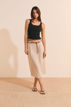 Jupe midi &agrave; fente;${refinementColor}