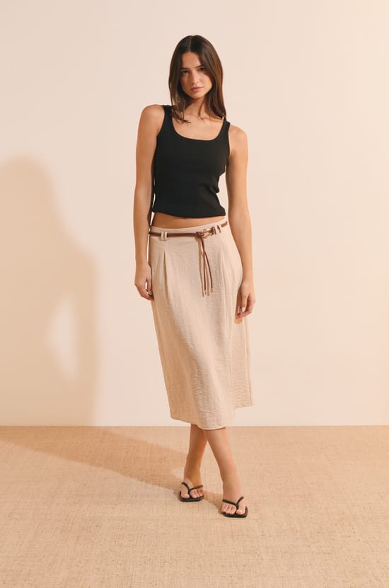 Jupe midi &agrave; fente;${refinementColor}