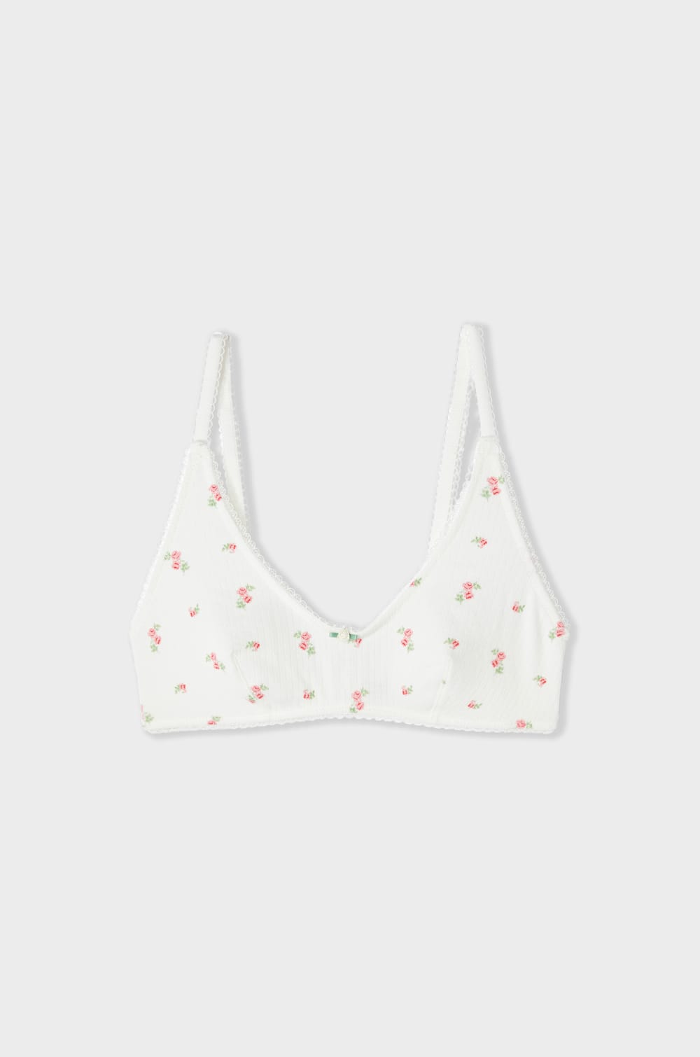 Cotton Pointelle Bralette with Motifs;${refinementColor}