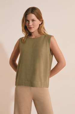 Sleeveless Top with Linen;${refinementColor}