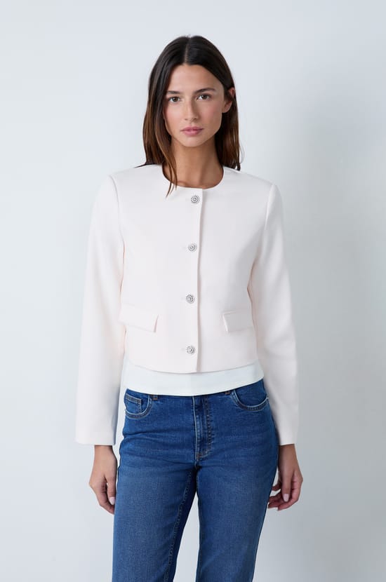Jacket with jewel buttons;${refinementColor}