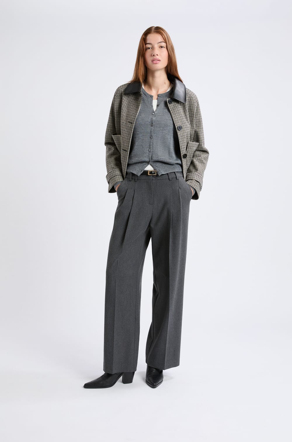 Wide-leg twill trousers;${refinementColor}