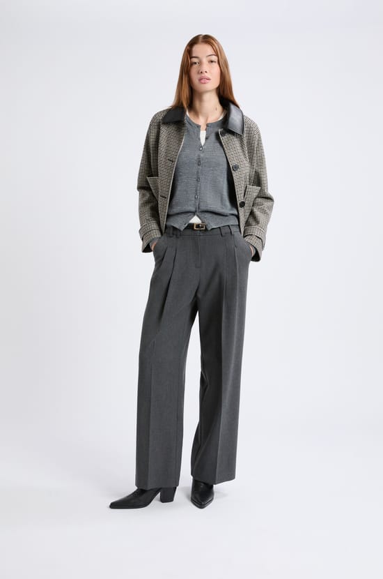 Wide-leg twill trousers;${refinementColor}