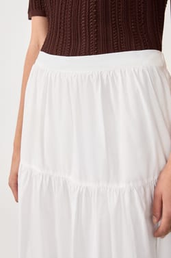 Jupe longue pliss&eacute;e en coton;${refinementColor}
