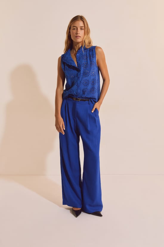 Chemise sans manches avec broderie en coton;${refinementColor}