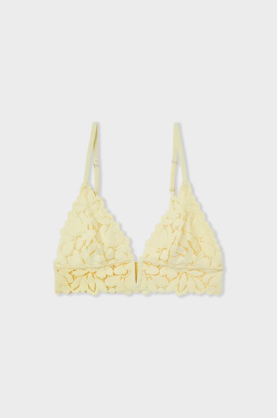 Soutien-gorge triangle avec dentelle;${refinementColor}