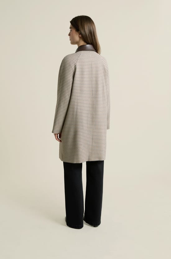 Long Checkered Trench Coat;${refinementColor}