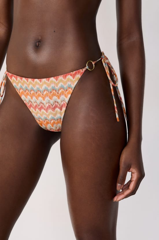 Glittery Tie-Side Bikini Bottom;${refinementColor}