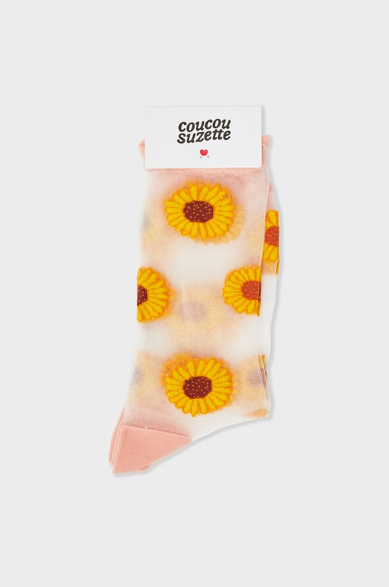 Chaussettes transparentes à motifs fleurs Coucou Suzette;${refinementColor}