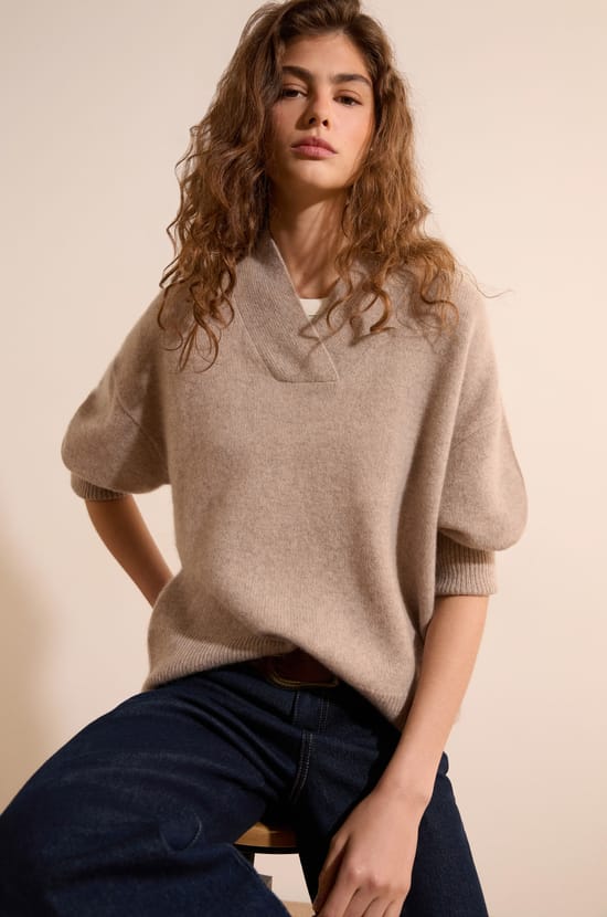 Pull manches longues 100% cachemire;${refinementColor}