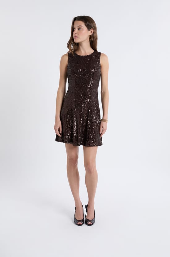 Sleeveless Sequin Dress;${refinementColor}