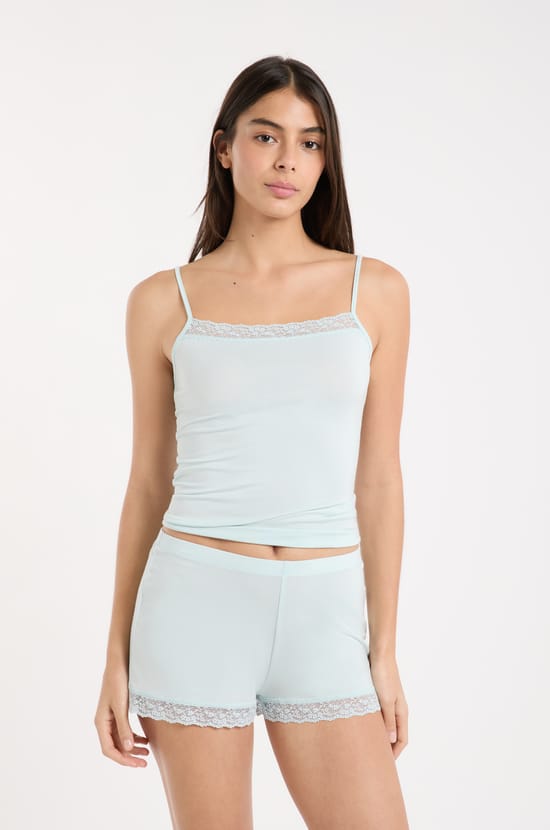 Pyjama Shorts with Lace Details;${refinementColor}