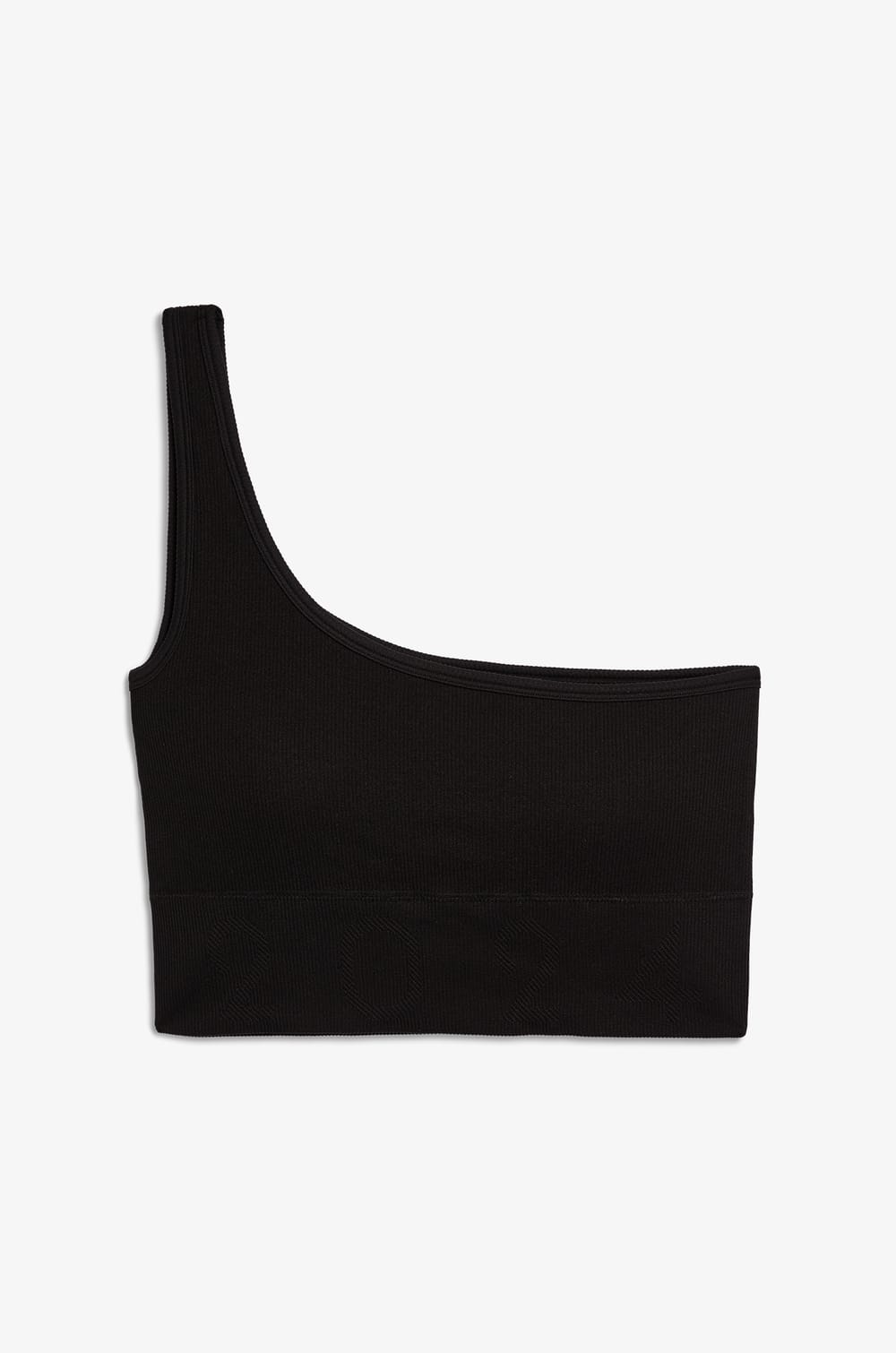 Ribbed Asymmetric Bralette - Light Support;${refinementColor}