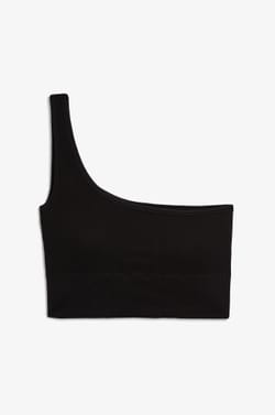 Ribbed Asymmetric Bralette - Light Support;${refinementColor}