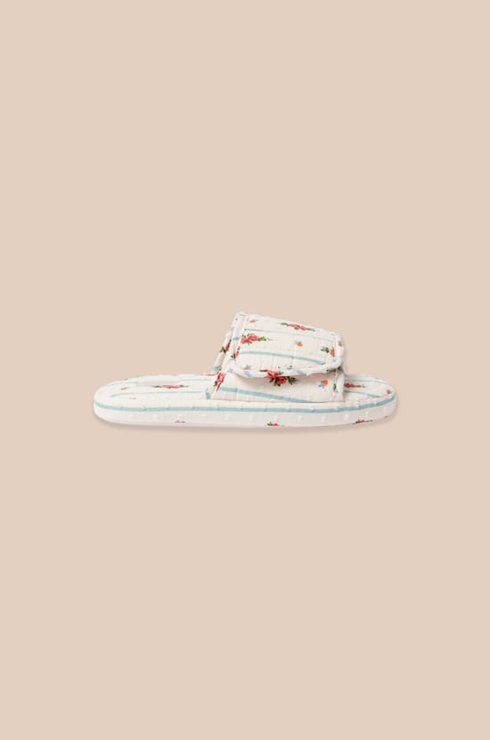 Chaussons tongs en coton &agrave; motifs fleurs;${refinementColor}