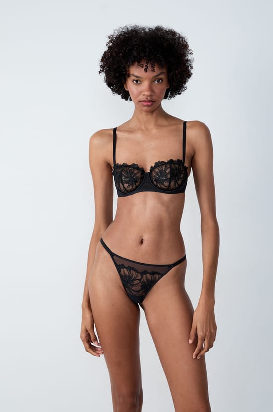 Embroidered Tulle Thong;${refinementColor}