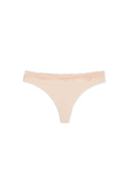 Tanga de microfibra con detalles de encaje;${refinementColor}
