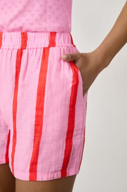 Cotton striped pyjama shorts;${refinementColor}
