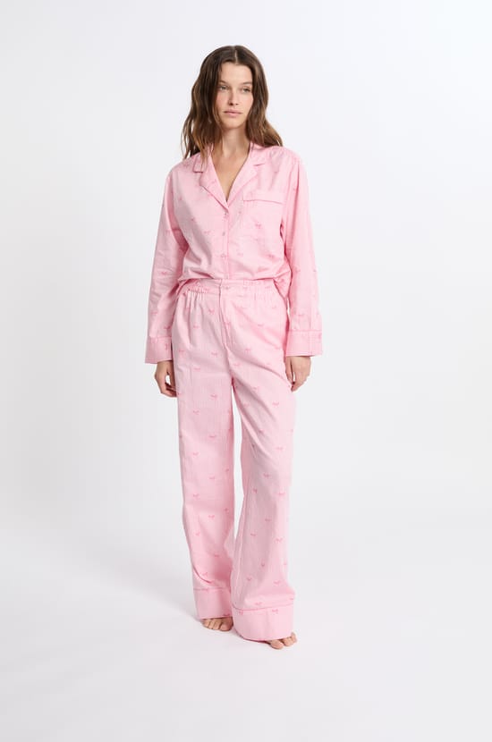 Chemise de pyjama en coton à motifs;${refinementColor}