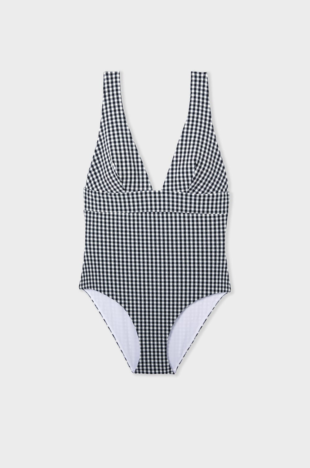 One-Piece Swimsuit with Gingham Pattern;${refinementColor}