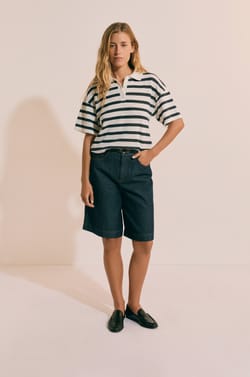 T-shirt manches courtes &agrave; rayures;${refinementColor}