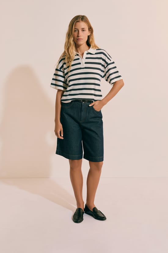 T-shirt manches courtes &agrave; rayures;${refinementColor}