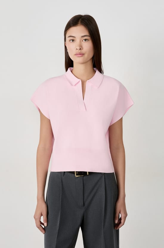 Sleeveless Polo Collar Sweater;${refinementColor}