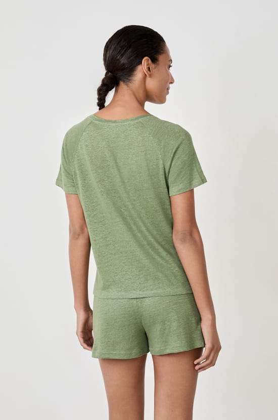 T-shirt de pyjama manches courtes 100% lin;${refinementColor}