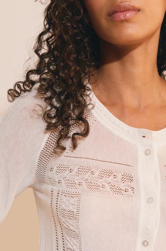 Cardigan avec boutons et d&eacute;tails dentelle;${refinementColor}
