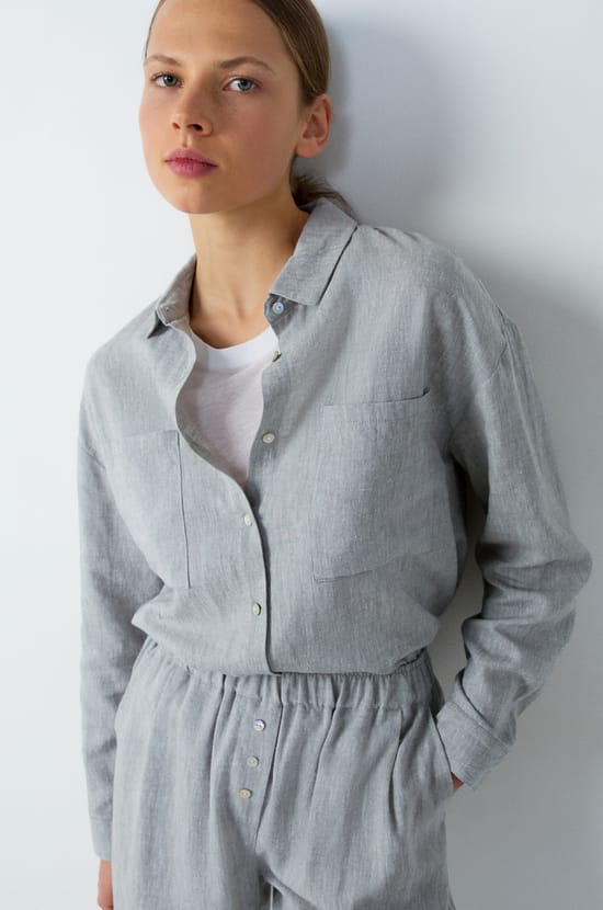 Chemise de pyjama en lin;${refinementColor}