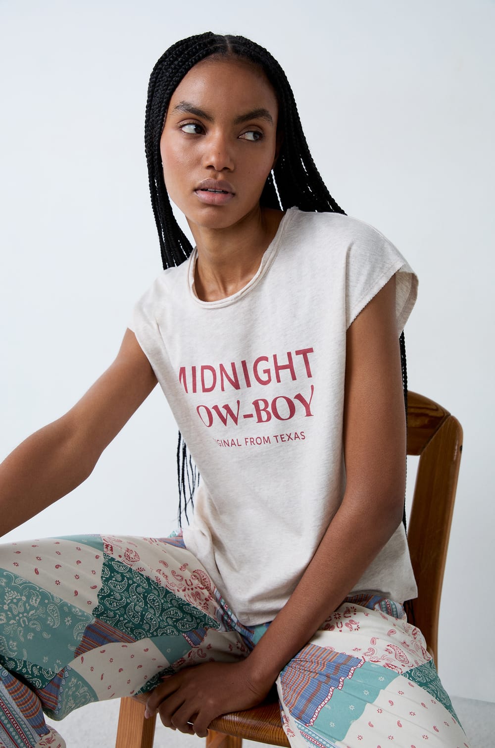 T-shirt manches courtes en coton Midnight Cow-boy;${refinementColor}