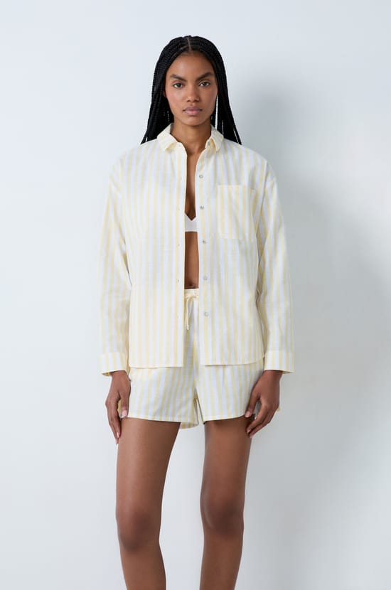 Chemise de pyjama en coton à rayures;${refinementColor}