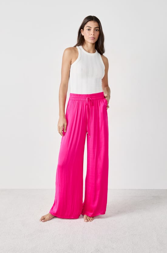 Pantalon satiné coupe large;${refinementColor}