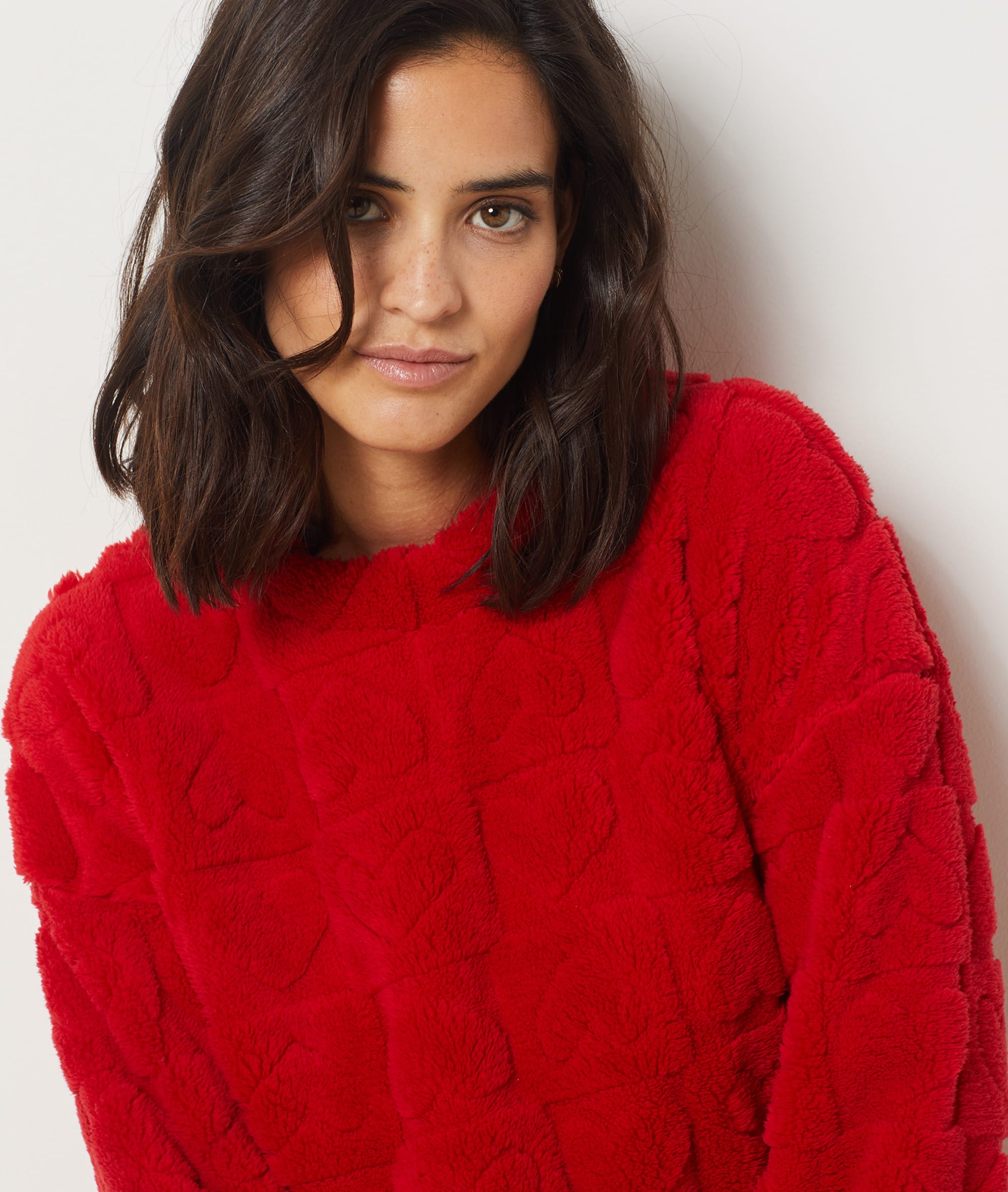 Fleece sweater met hartjesprint VOLBERT ROUGE ETAM