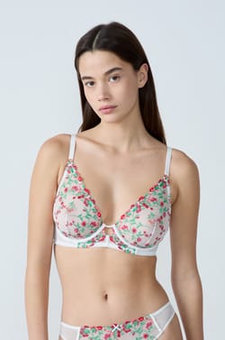 Unlined Demi Bra With Floral Embroidery;${refinementColor}