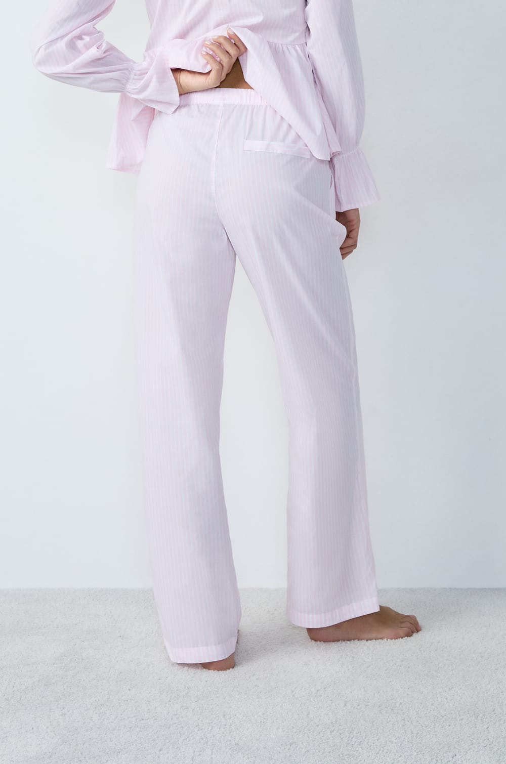 Cotton striped pyjama trousers;${refinementColor}