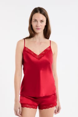 Silk Camisole with Lace Details;${refinementColor}