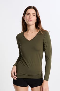 V-neck thermal knit T-shirt;${refinementColor}