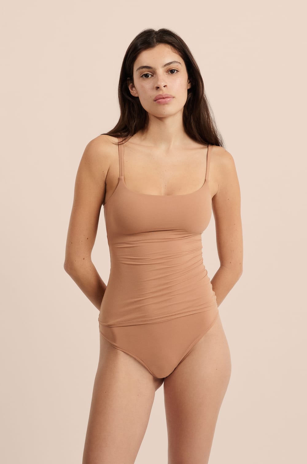 Microfiber Top with Built-in Bra;${refinementColor}