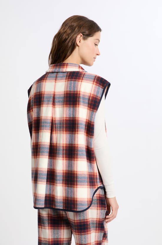 Checked Sleeveless Vest;${refinementColor}