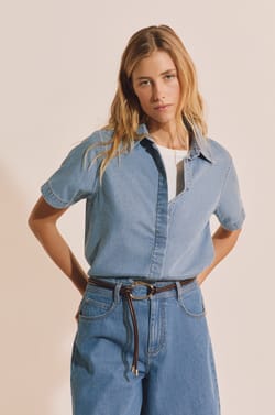 Chemise manches courtes en coton;${refinementColor}