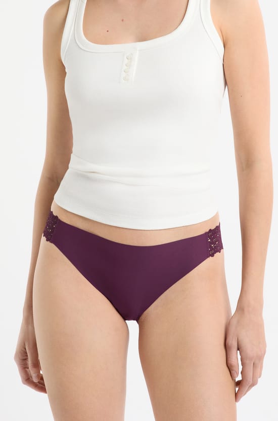 Culotte en microfibre et dentelle;${refinementColor}