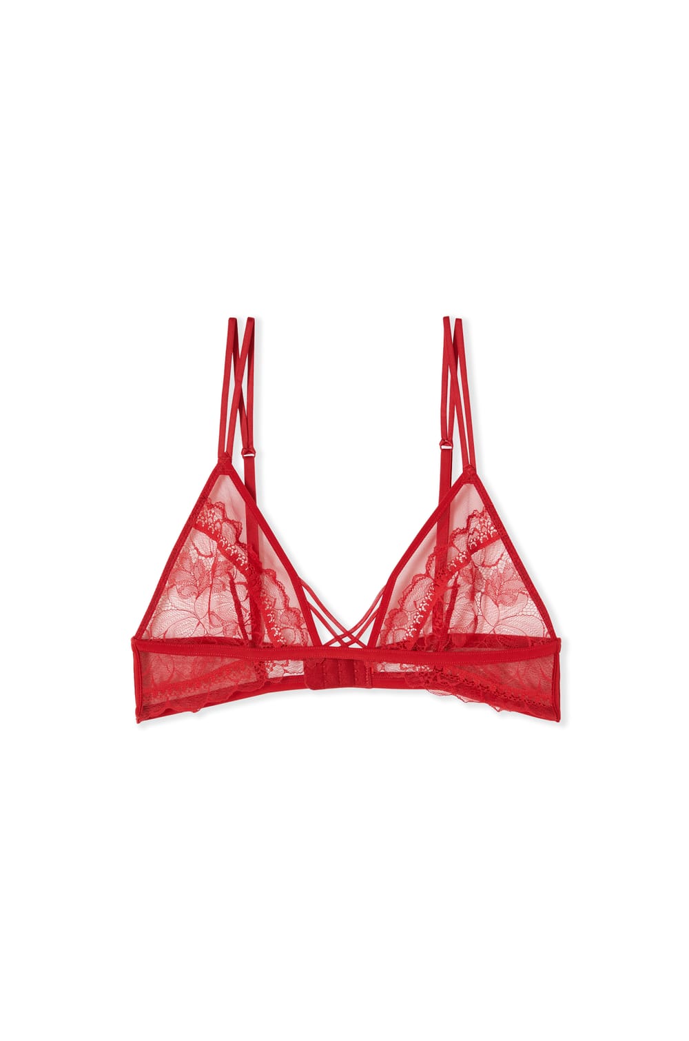 Soutien-gorge triangle en dentelle et liens;${refinementColor}