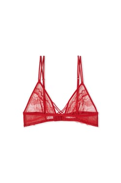 Soutien-gorge triangle en dentelle et liens;${refinementColor}