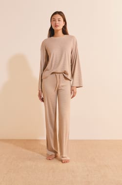 Pantalon de pyjama &agrave; rayures avec cordon de serrage;${refinementColor}