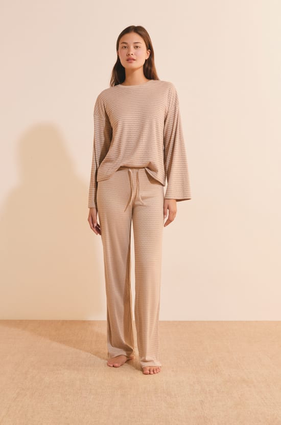Pantalon de pyjama &agrave; rayures avec cordon de serrage;${refinementColor}