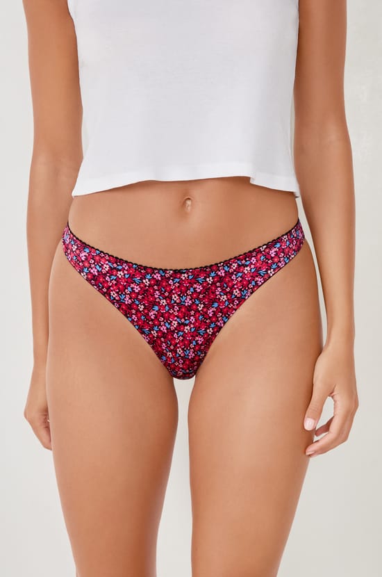 Printed microfiber thong;${refinementColor}