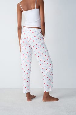 Pantalon de pyjama en coton à cœurs;${refinementColor}