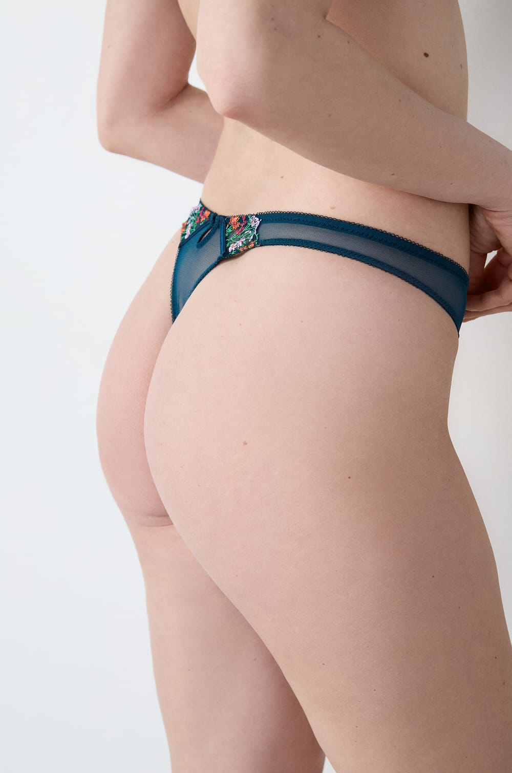 Embroidered Tulle Thong;${refinementColor}